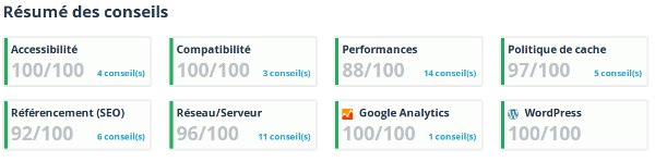 La vue synthétique des conseils : les catégories