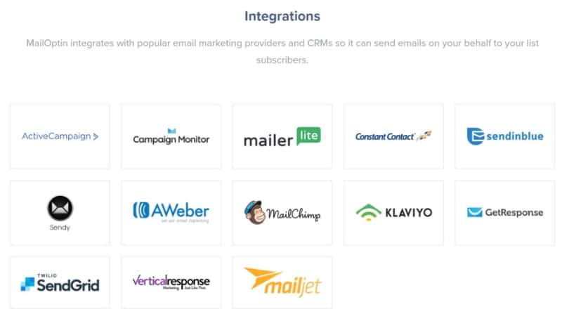 MailOptin integrations