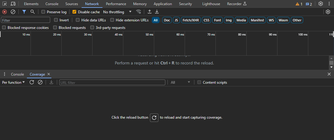 Chrome DevTools’ Coverage drawer
