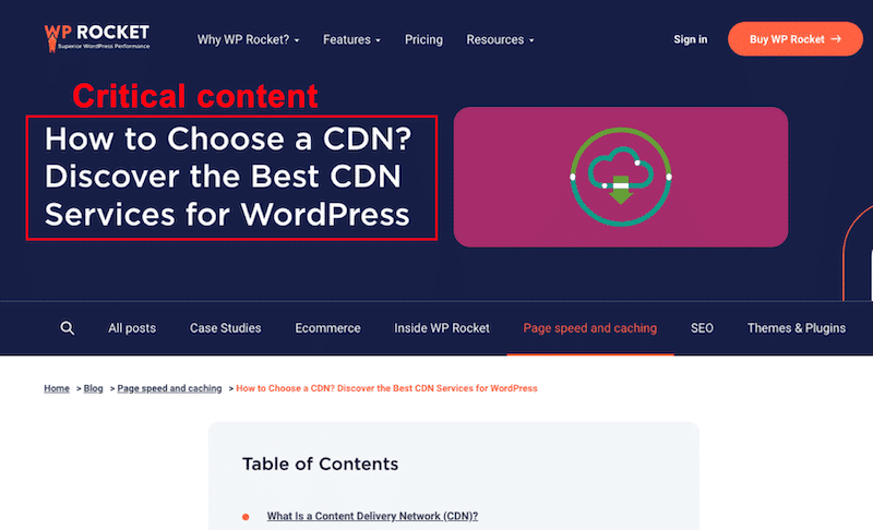 Critical request: blog post heading - Source: WP Rocket’s blog
