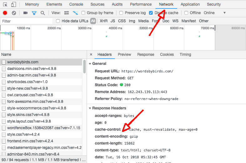 check gzip with devtools