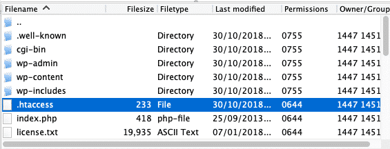 htaccess file in root directory