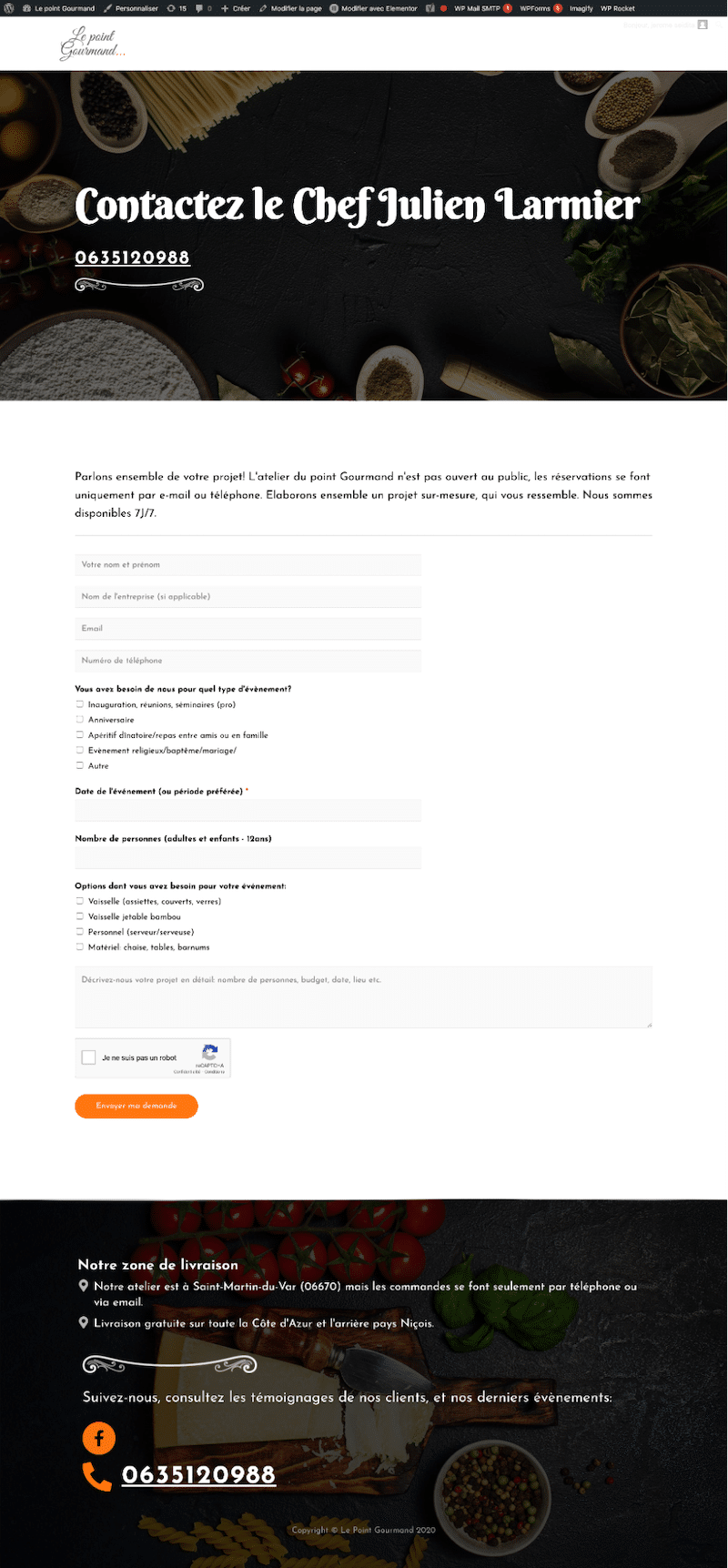 My page with advanced contact form - Source: lepointgourmand.com
