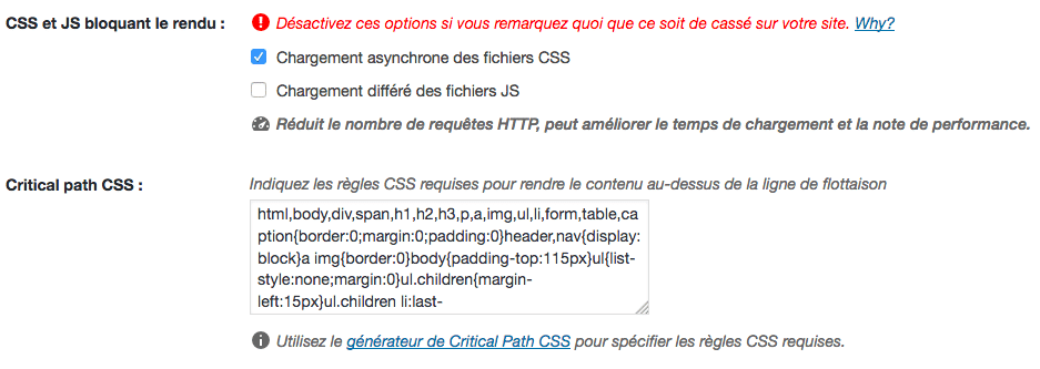 Nouvelle option WP Rocket pour le Render-Blocking