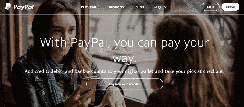 PayPal homepage