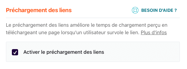 Option pour précharger les liens