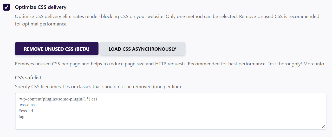 Remove Unused CSS or load CSS asynchronously - Source: WP Rocket 