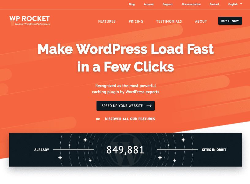 WP Rocket homepage